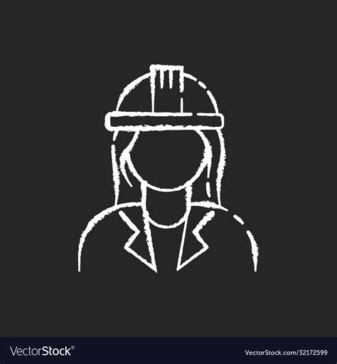 Female Engineer Chalk White Icon On Black Vector Image