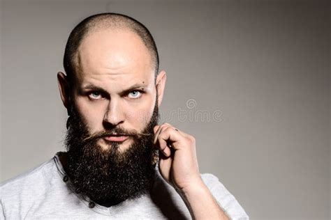 Closeup Of Bearded Man Touching His Beard Stock Photo Image Of Adult