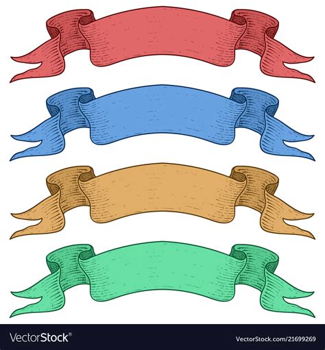 Colored Award Ribbon Banners For Titles Hand Vector Image