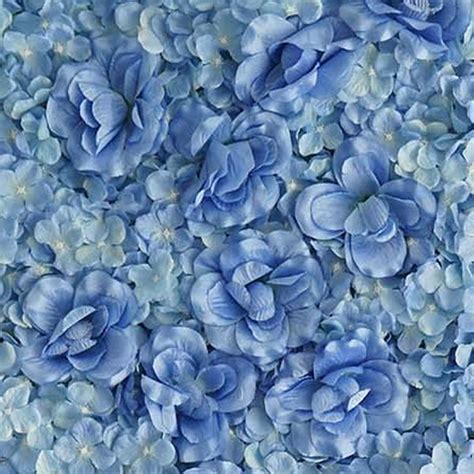 4 Pack 11 Sq Ft Uv Protected 3d Blue Silk Rose And Hydrangea Flower Wall