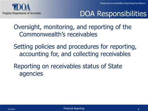 Ensures that reports, filings and documentation complies with company's regulations, professional standards, and sec and gaap reporting guidelines. PPT - Accounts Receivable Monies Owed to the Commonwealth ...