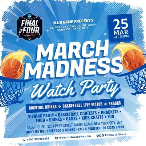 March Madness Watch Party Post Template Postermywall