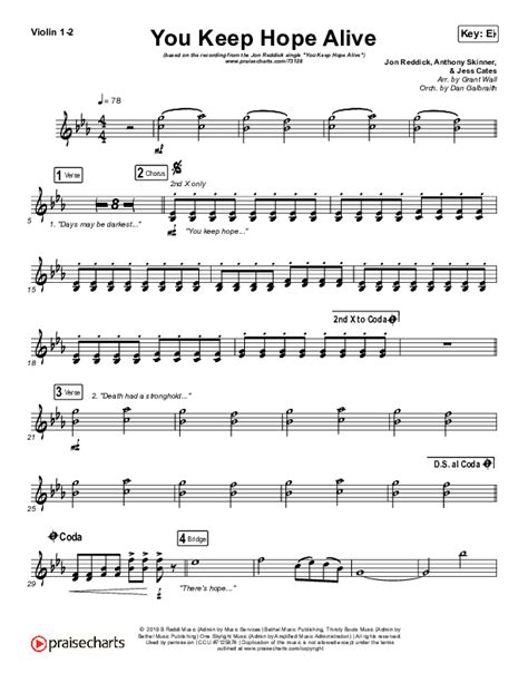 You Keep Hope Alive Violin Sheet Music Pdf Jon Reddick Praisecharts