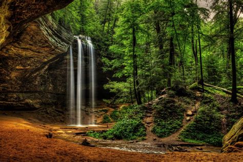Usa Waterfalls Crag Ash Cave Ohio Hocking Hills State Park