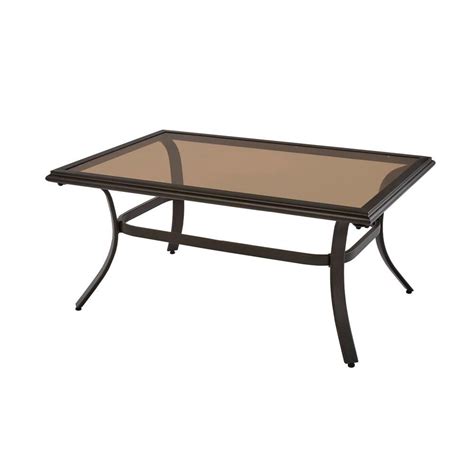 Riverbrook Espresso Brown Round Aluminum Glass Top Outdoor Dining Table