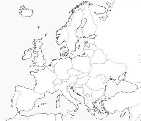 Map Of Europe With Countries Black And White