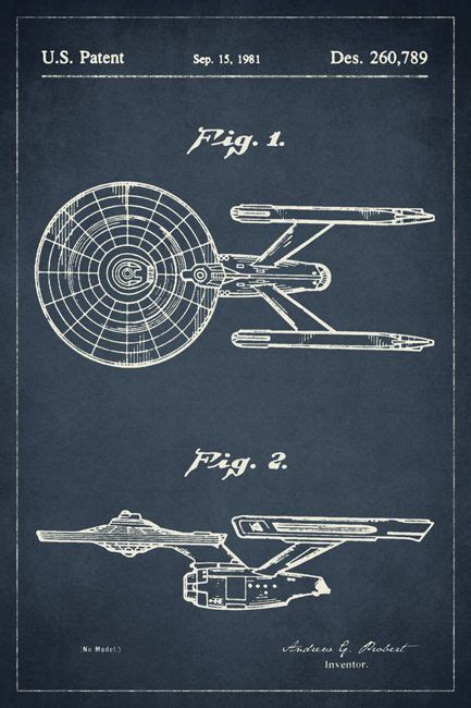 Star Trek Starship Enterprise Patent Art Poster Print Star Trek