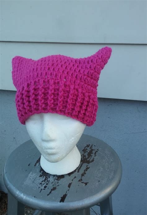 woman s march hat pink pussy crochet hat pussy cat hat etsy