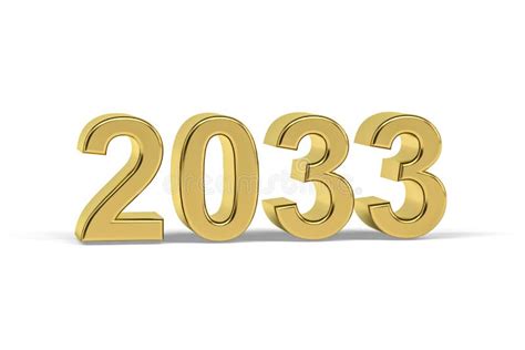 Golden 3d Number 2033 Year 2033 Isolated On White Background Stock