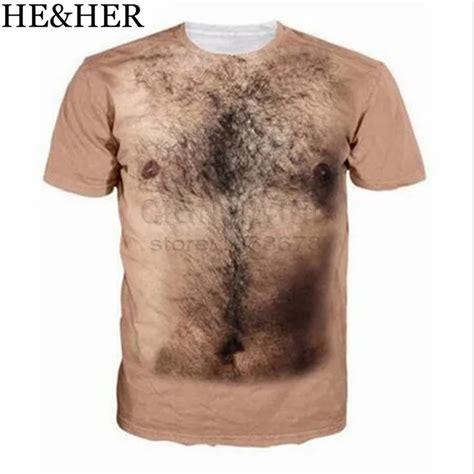 New Funny Hairy Chest T Shirt Menwomen 3d Printed T Shirts Short