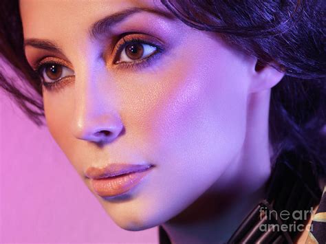 Closeup Beauty Portrait Of Woman Face In Colored Purple Light Photograph By Oleksiy Maksymenko
