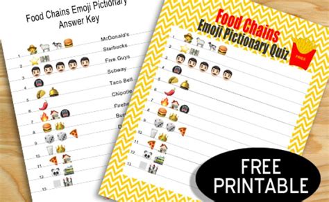 Free Printable Guess The Food Chain Emoji Pictionary Quiz Pin On Images