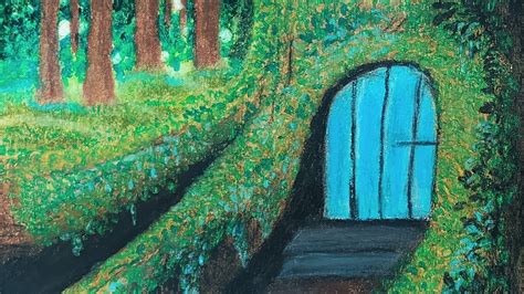 A Small House In The Wood Landscape How To Draw Oil Pastels Youtube