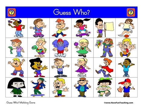 Guess Who Matching Game Activity Activity Games Have Fun Teaching