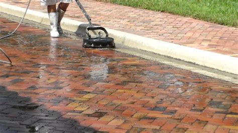 How To Pressure Wash Brick Pavers Surfaces With Scrubber Head Port St