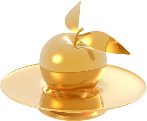 Download Gold Made Apple And Plate Png Image For Free