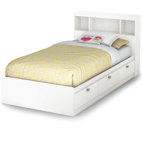 Find twin storage bed with bookcase headboard. Twin Size Modern Bookcase Headboard in White Wood Finish ...