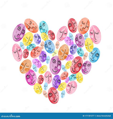 Heart Of Face With Different Emotions Of Love Stock Illustration Illustration Of Celebration
