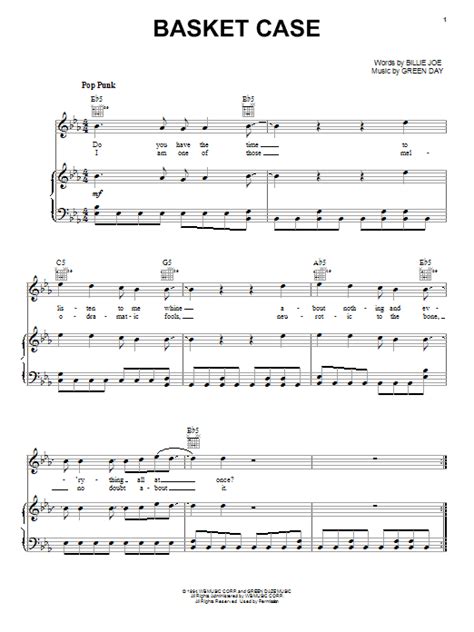 Do you have the time to listen to me whine. Basket Case | Sheet Music Direct