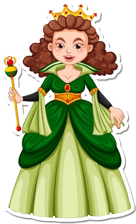 Beautiful Queen Cartoon Character Sticker 3478799 Vector Art At Vecteezy