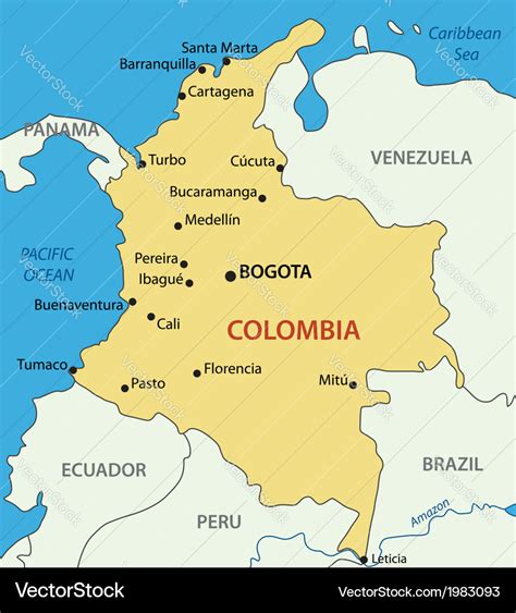 Republic Of Colombia Map Royalty Free Vector Image