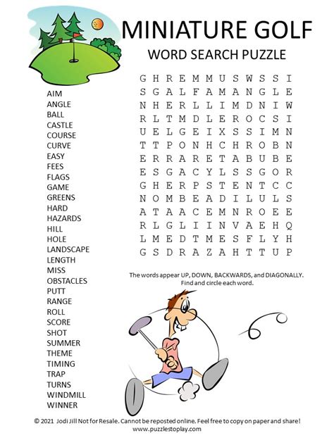 Golf Word Search Printable Printable Templates