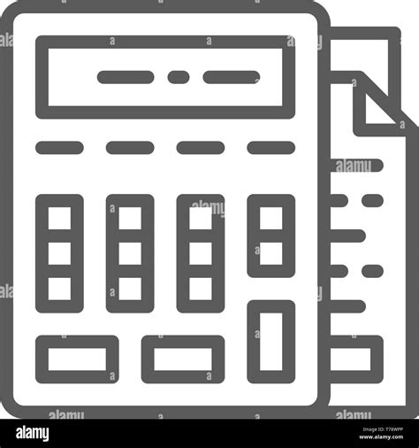 Calculadora Con Documentos Contabilidad Icono De Línea Imagen Vector