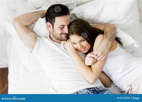 Young Loving Couple In The Bed Stock Image Image Of Girlfriend