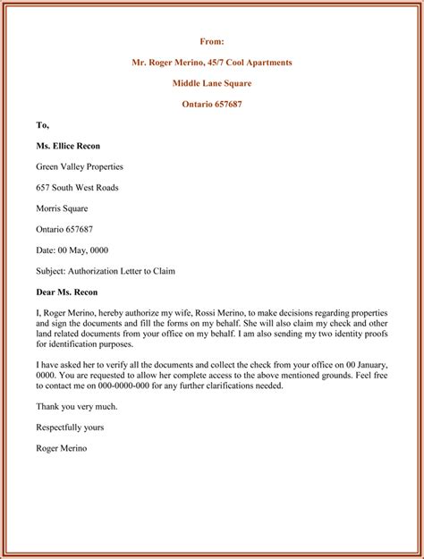 Authorization Letter Sample for Claiming | Letter sample, Lettering, Letter format sample