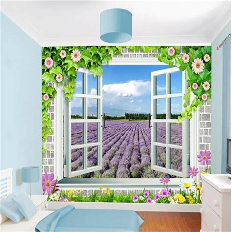Beibehang 3d Stereoscopic Lavender Murals Chinese Tv Backdrop Brick