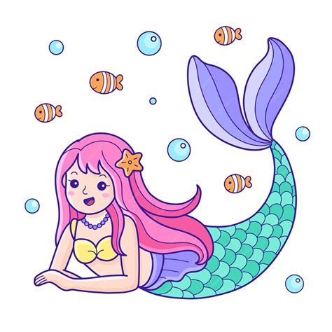 Premium Vector Beautiful Little Mermaid Cartoon