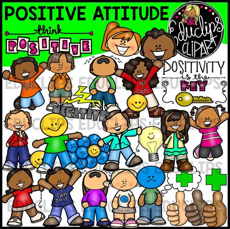 Positive Attitude Clip Art Bundle Color And Bandw Edu Clips