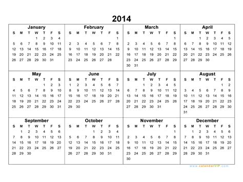 2014 Calendar Blank Printable Calendar Template In Pdf Word Excel