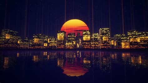 2560x1440 Abstract City Retro Sunset Night 4k 1440p Resolution Hd 4k
