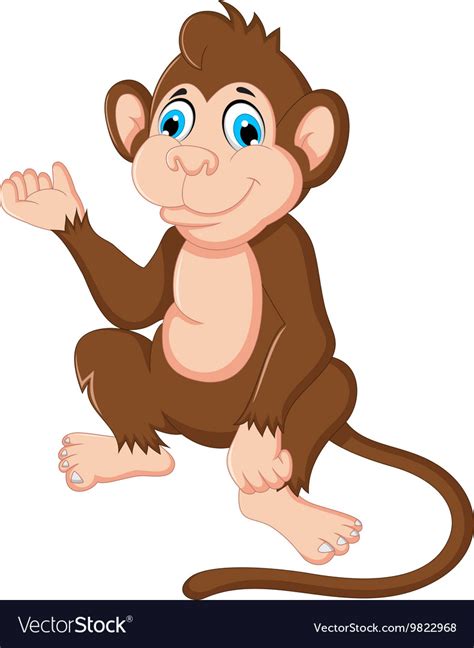 Cute Monkey Cartoon Sitting Royalty Free Vector Image