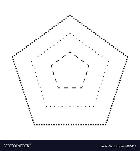 Tracing Pentagon Shape Symbol Dashed And Dotted Vector Image