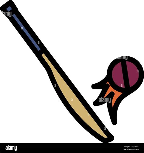 Cricket Bat Icon Editable Bold Outline With Color Fill Design Vector