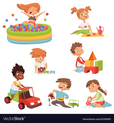 Various Games And Toys For Preschool Kids Vector Image