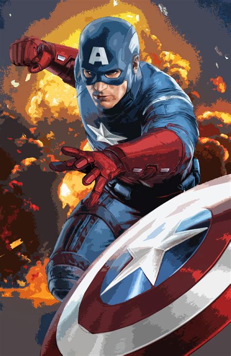 Captain America Illustration 7 Superhero Movie Comicbook Etsy