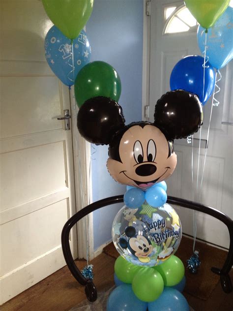 Baby shower decorations for boys. 1st birthday disney Mickey Mouse balloon decoration for ...