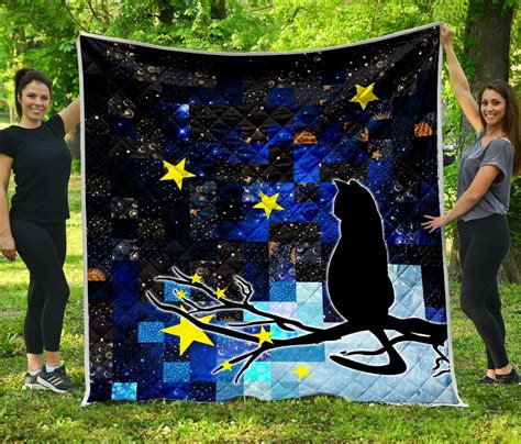 Mp0611 Cat Starry Night And Black Cat Quilt Sothwarm