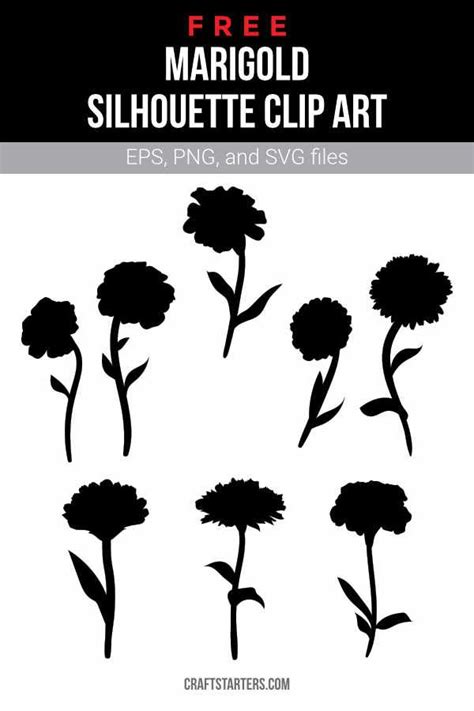 Free Marigold Silhouette Clip Art | Silhouette clip art, Clip art