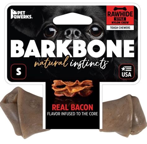 Pet Qwerks Rawhide Style Barkbone Nylon Dog Chew Bacon