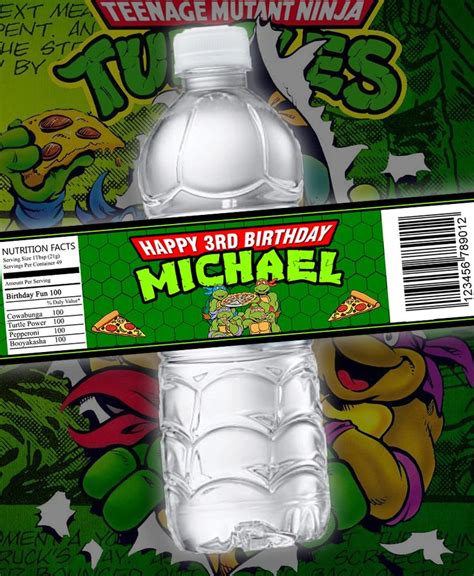 Teenage Mutant Ninja Turtles Bottle Labels Tmnt Birthday Bottle