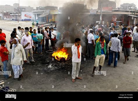 Birgunj Nepal 5th Nov 2015 Nepalese Madhesi Protestors Burn Tyres To Block A Highway