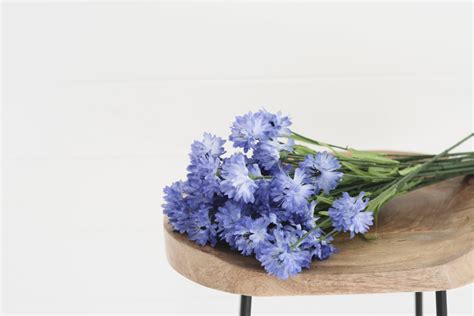 Luxury Artificial Blue Cornflower Stem Spray Mid Blue Etsy Uk
