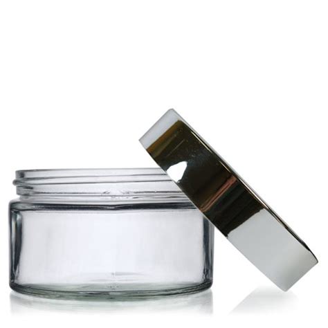 200ml Clear Glass Cosmetic Jar With Silver Lid Ampulla Packaging