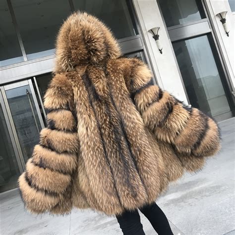 New Real Raccoon Fur Coat Women Winter Jacket Genuine Fur Coat Fashion