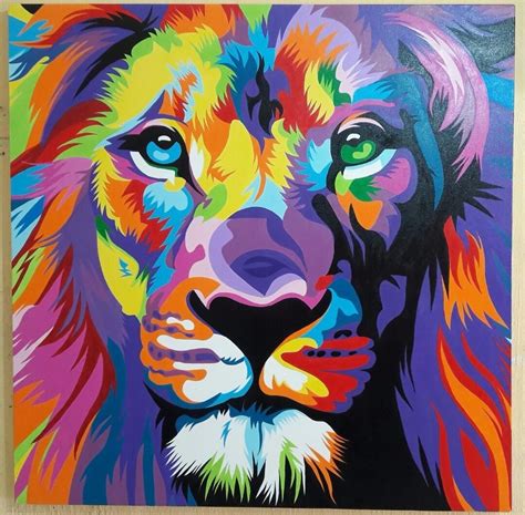 A Colorful Lion Is Shown In This Image
