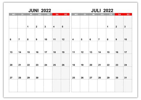 Kalender Juni 2022 Kleine Ziffern Im Hochformat Kalendersu